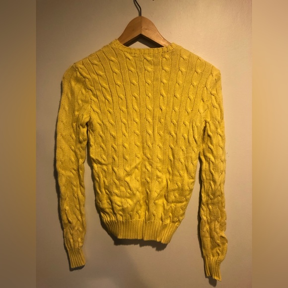 Yellow Polo Ralph Lauren Cable-knit sweater with Blue Horse Logo - Picture 3 of 4